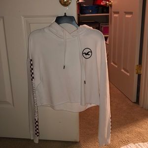 Hollister white cropped hoodie